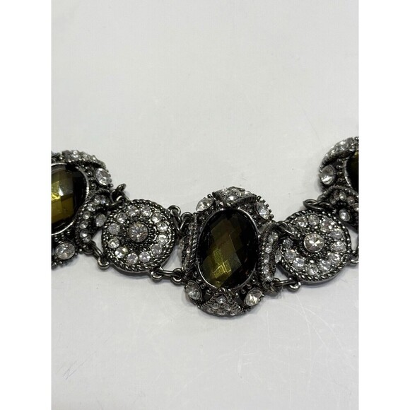 Vintage VCLM Rhinestone Statement Panel Necklace Victorian Revival Choker - Picture 5 of 15